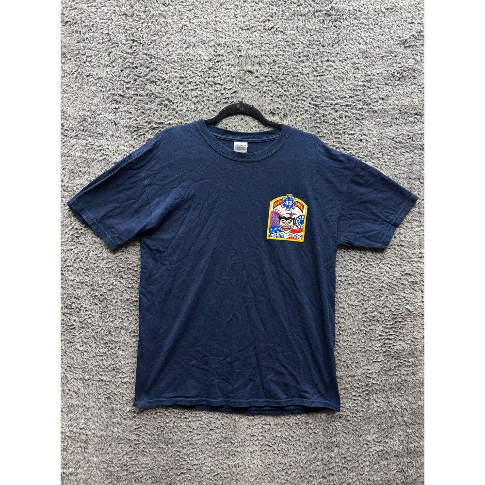 New York Fdny Coney Island Station 43 Graphic‎ T Shirt Navy Blue Mens Size L